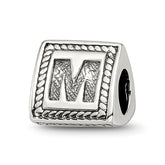 Sterling Silver Reflections Letter M Triangle Block Bead